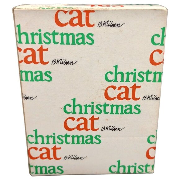 Vtg Christmas Cat Ornament Ceramic Black White Red Boots Top Hat Holiday Kliban - Picture 10 of 16